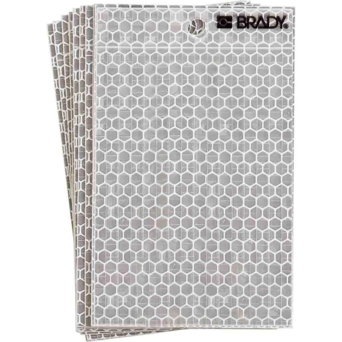 Blank Label, High-Intensity Prismatic Ultra Reflective, Series: 3010, Character: No Text, 3 Inch Character Height, 2-1/2 Inch Character Width, Black/Green Glow Character, Silver Background, B-309 Vinyl, 10 Cards, 3-1/2 Inch Overall Height, 2-1/2 Inch Overall Width, 1 Labels per Card