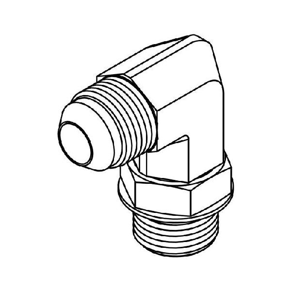 Hydraulic Swivel 90° Elbow, 3/4-16 Inch Male JIC, 7/8-14 Inch Male O-Ring, Steel