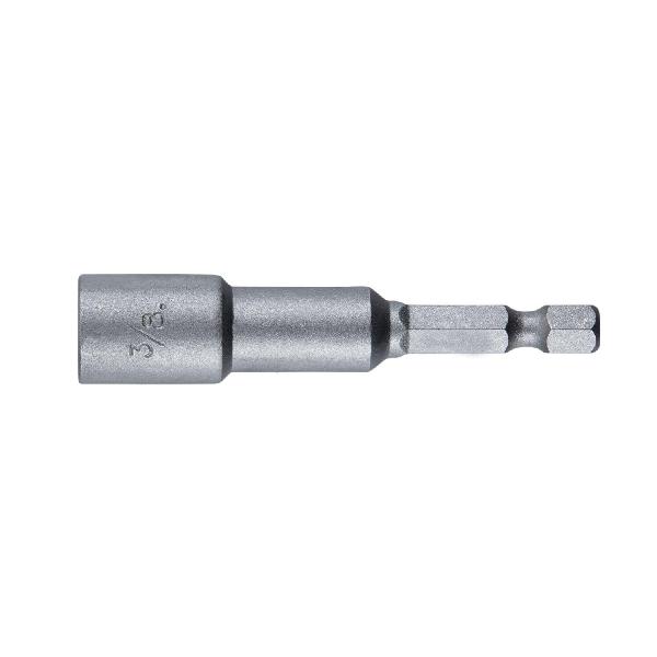 Nut Setter, Magnetic Tip, 1/4 in Shank, Hex Shank, Hex Insert, 1/4 in Hex, 2-9/16 in Overall Length, 3/8 in Dia, Steel