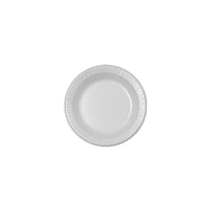 Foam Plate, Disposable Insulated Reduced Cube, 10-1/4 Inch, Round Shape, Laminated Styrofoam, White