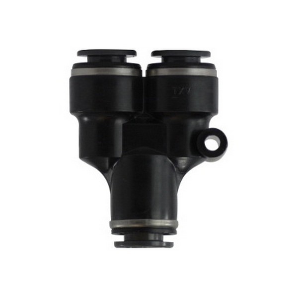Tube Wye Union, Air-Brake, Fitting/Connector Type: Union, 3/8 Inch Nominal, Push-In, 145 psi, -40 to 140 °F, Brass/PBT