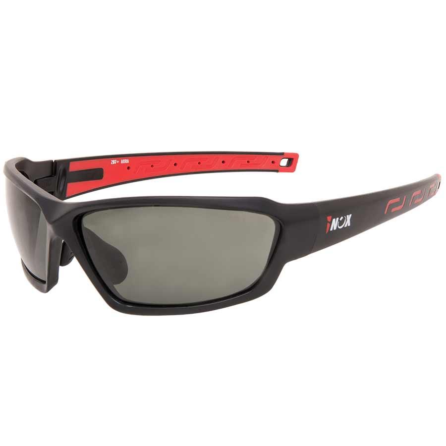 Protective Eye Wear, Safety, Series: 1764, 5-1/2 in H x 1-3/4 in W x 5-1/2 in L Size, Anti-Scratch Lens Coating, Gray Lens, Full-Frame, Black/Red Frame, Polycarbonate Lens, Yes UV Protection, 18 mm Bridge, Specifications Met: ANSI Z87.1-2020