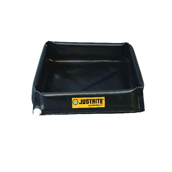 Mini-Berm Flex Tray, 55 gal Spill, 4 ft Length, 6 in Height, 4 ft Width, Modified PVC Coated Fabric, Black