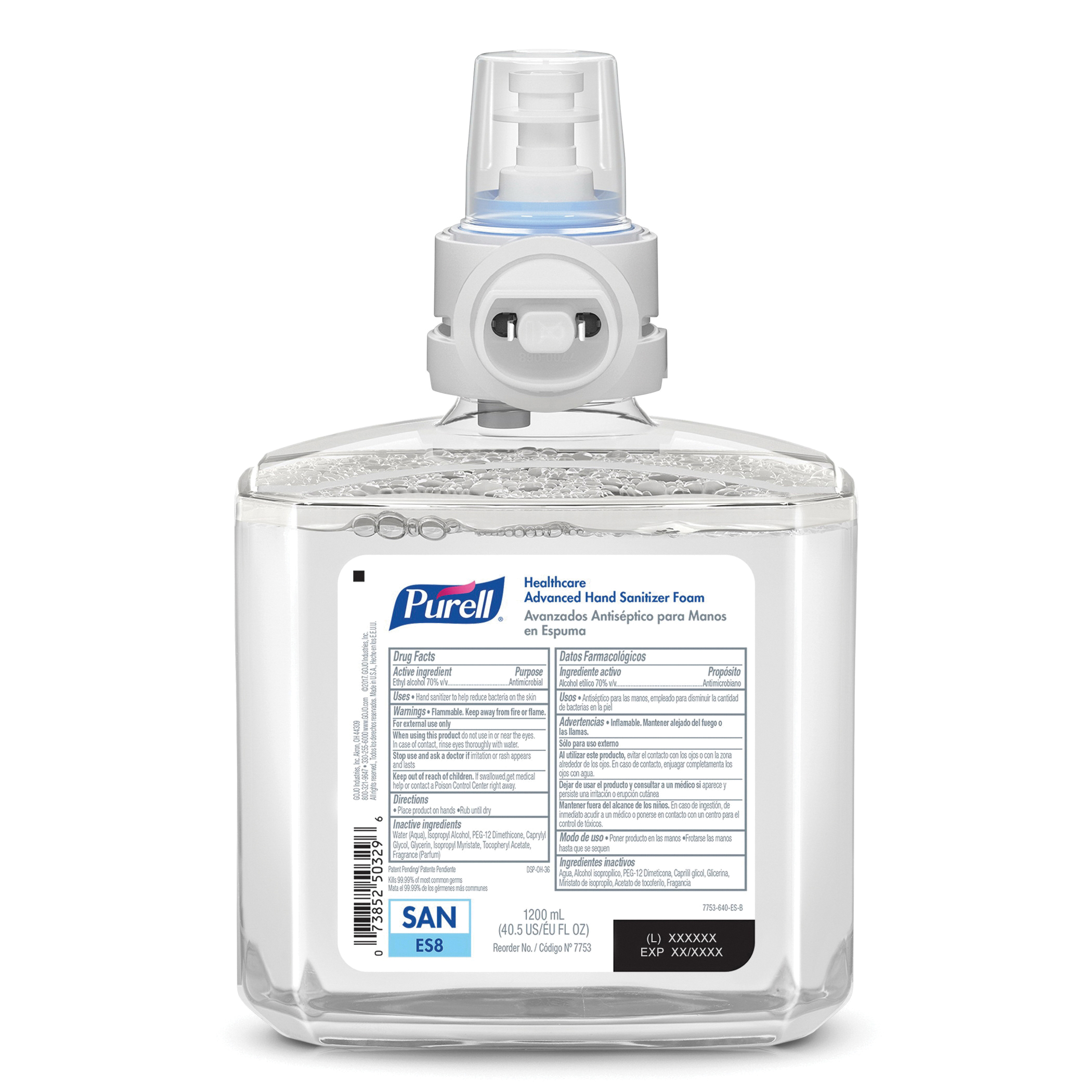Hand Sanitizer, Advanced, 1200 mL Nominal Capacity, Dispenser Refill, Foam, Clear/Yellow, Light Cranberry, Composition: Ethyl Alcohol, Isopropyl Alcohol, 6 to 9 pH, 27 °C Flash