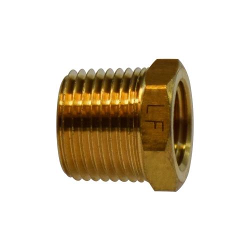 Hex Bushing, Fitting, Series: LF110, Fitting/Connector: Bushing, 3/4 x 3/8 in Nominal, MNPT x FNPT End Style, 1.06 in Hex, 0.94 in Length, 1000 psi Pressure, Brass, Brown