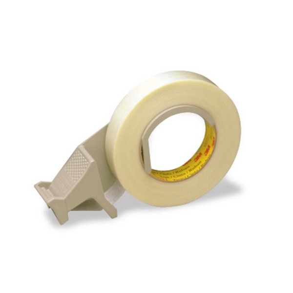 Filament Tape Hand Dispenser, Handheld, Manual Power Source, 1 Inch Tape Width, Plastic, Gray