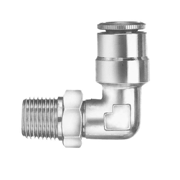Swivel 90˚ Tube Adapter, 1/4 Inch Size, 1/8 Inch NPT Male, Steel