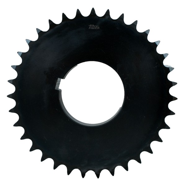 Roller Chain Sprocket, Type 22 Triple Strand Welded Bushed, 1.688 to 4.25 Inch Bore, 14.901 Inch Outside Diameter, #80 Chain, 45 Teeth, 1 Inch Pitch, 14.3356 Inch Pitch Diameter, 6.730 Inch Diameter Hub, 3/4 Inch Keyway, 3-5/16 Inch Length Through Bore, MST® S1 Bushing, Steel