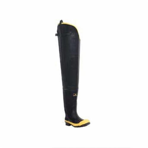 Hip Boots, Waterproof, Series: 2400, Men's Gender, Steel Toe, SZ 14 Size, 32 in Inseam Length, Black, Non-Slip Sole, Rubber Upper, Rubber Midsole, Rubber Outsole, Steel Shank, Resists: Slip