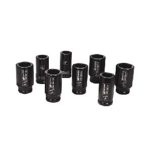 Impact Socket Set, Imperial, 8 Piece, 3/4 in Drive, Forged Chrome Molybdenum Steel, Electro-Phosphate