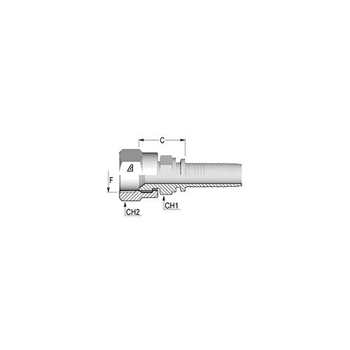 Hose Insert, Two-Piece, Series: A Series, 3/8 in Hose, 9/16-18 Connection, Female JIC Double Hex Swivel End Style, 37 deg Angle, 17, 19 mm Hex, 21.3 mm Cutoff Allowance, Import