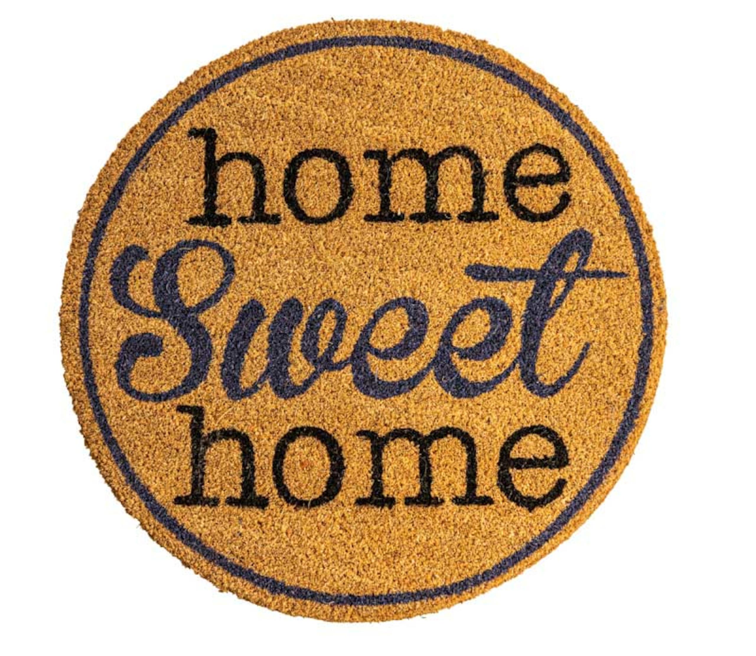 Entrance Mat, Home Sweet Home Coir Vinyl-Backed, Series: C12HM, 22 in Width, 1/2 in Thickness, Natural, Coir, Vinyl Backing, Outdoor Indoor/Outdoor