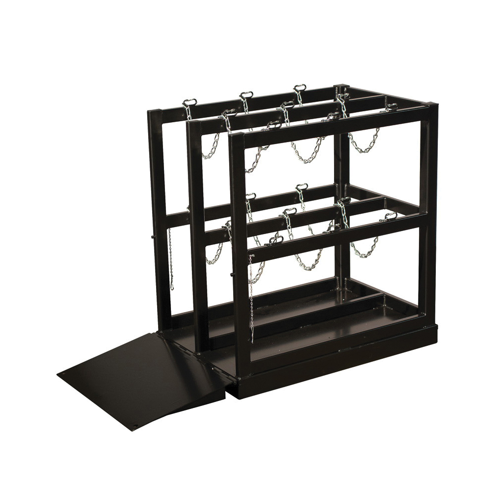 Gas Cylinder Barricade Rack Pallet, 6 Cylinder, 1800 lb Load, 10 in Diameter Cylinder, 37 in Height, 24 in Width, 54 in Depth, Steel