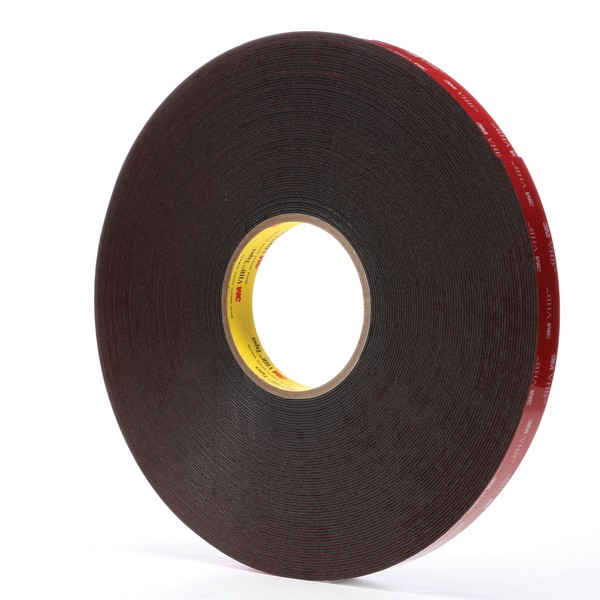Double Sided Bonding Tape, High Strength, 15 yd Length, 3/4 Inch Width, 0.045 Inch Thickness , Black, Modified Acrylic Adhesive, Acrylic Foam Backing, 300 °F Maximum Operating, 250 °F Minimum Operating