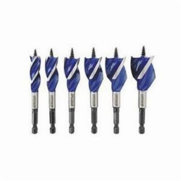 Drill Bits Set, Tri-Flute, Imperial System of Measurement, 1/2 in Minimum Drill Bit Size, 1-1/8 in Maximum Drill Bit Size, 4 Piece, Specifications: 4 in Shank Length