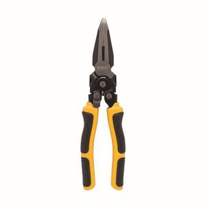 Long Nose Plier, Compound Action, 3/4 in Nominal Capacity, Knurled/Straight Jaw, 6 in Jaw Length, 1/2 in Jaw Width, Chrome Vanadium Steel Jaw, Yes Cutter Included, Comfort/Strong Grip, 4-1/4 in Handle Length, Bi-Material Handle, Polished Chrome, Blac