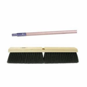 Push Broom Kit, Threaded Tip, 18 in Overall Length, 3 in Trim Length, Coarse Sweep, Tampico Bristle, Black Bristle, Lacquered Hardwood Block, 18 in Block, 15/16 in Diameter x 60 in L Handle, Hardwood Handle, 1 Row