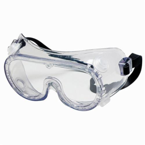 Crews Protective Goggles, Dielectric Indirect Vented Scratch Resistant, Series: Standard Goggle, Universal, Duramass® Anti-Fog Lens Coating, Clear Lens, Clear Frame, PVC Frame, Polycarbonate Lens, Rubber Strap, Specifications Met: ANSI Z87+, 99.9 % U