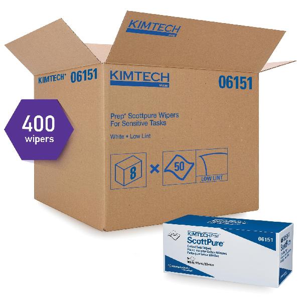 Critical Task Wiper, 12 in W Size, 50 Sheets Capacity, 23 in Length, White, Polyester Spunlace/Rayon, Carton Package Type