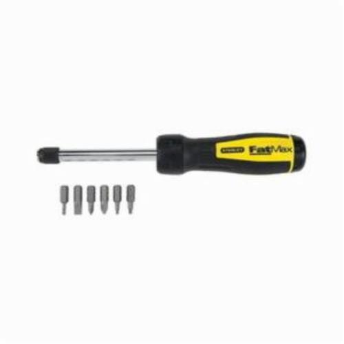 Multi-Bit Screwdriver, 6-in-1 Ratcheting, Measurement System: Imperial, Phillips®/Square Bit, 8-3/4 in Overall Length, Comfort Grip Handle, 6 Piece, Quick-Release Bit Retainer, Alloy Steel Bit/Bi-Material Handle