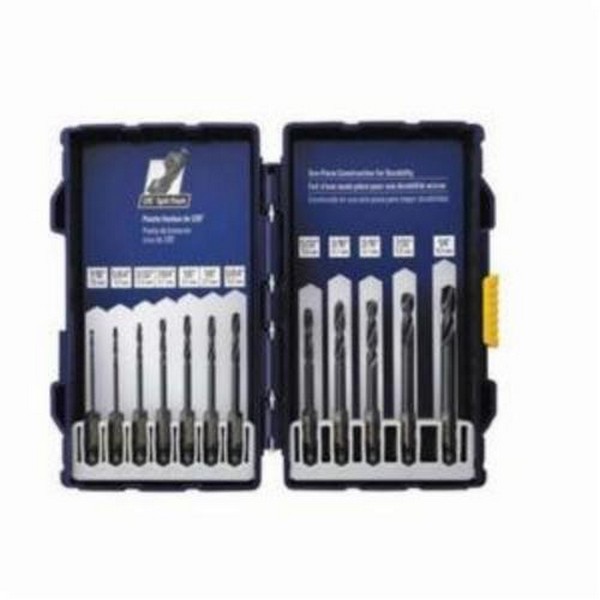 Impact Drill Set, Imperial System of Measurement, 1/16 in Minimum Drill Bit Size, 3/8 in Maximum Drill Bit Size, 135 deg Drill Point Angle, 12 Piece, HSS, Black Oxide