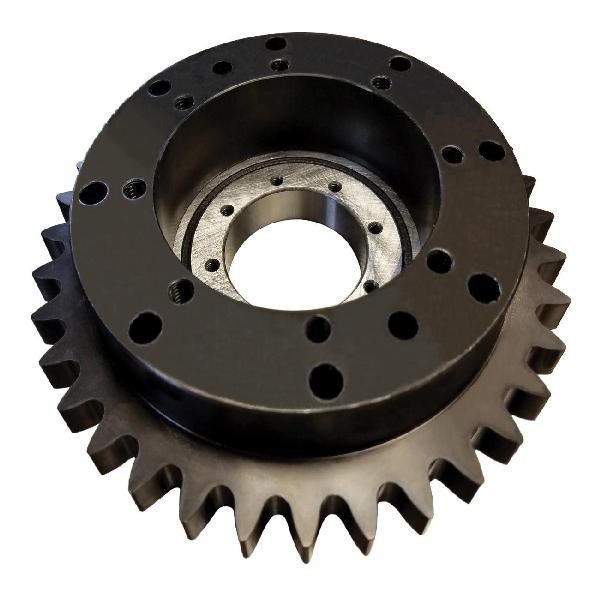 Geared Bearing, External, 35 mm Bore, 179 mm OD, 3.4:1 Gear Ratio, 34 Teeth, 125 mm Diameter Hub, Bare Steel, Black Oxide