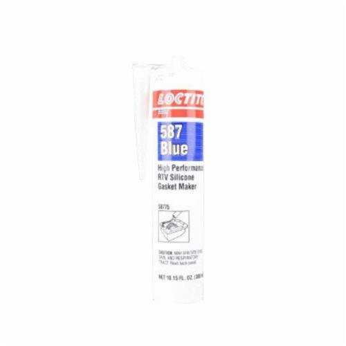 RTV Gasket Maker, 1-Part High Performance Low Odor Non-Flammable Non-Toxic, Series: SI 587™, Cartridge Container, 300 mL Container, Oxime Silicone Chemical Type, 30 min Work Life, 24 hr. Curing, Blue, -75 to 500 deg F, 1.31 Specific Gravity, 0.0333 V
