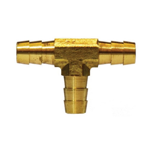 Hose Tee, Fitting/Connector Type: Tee, 1/4 Inch Nominal, Barb End Style, 150 psi Pressure, -40 to 160 °F, Brass, Import