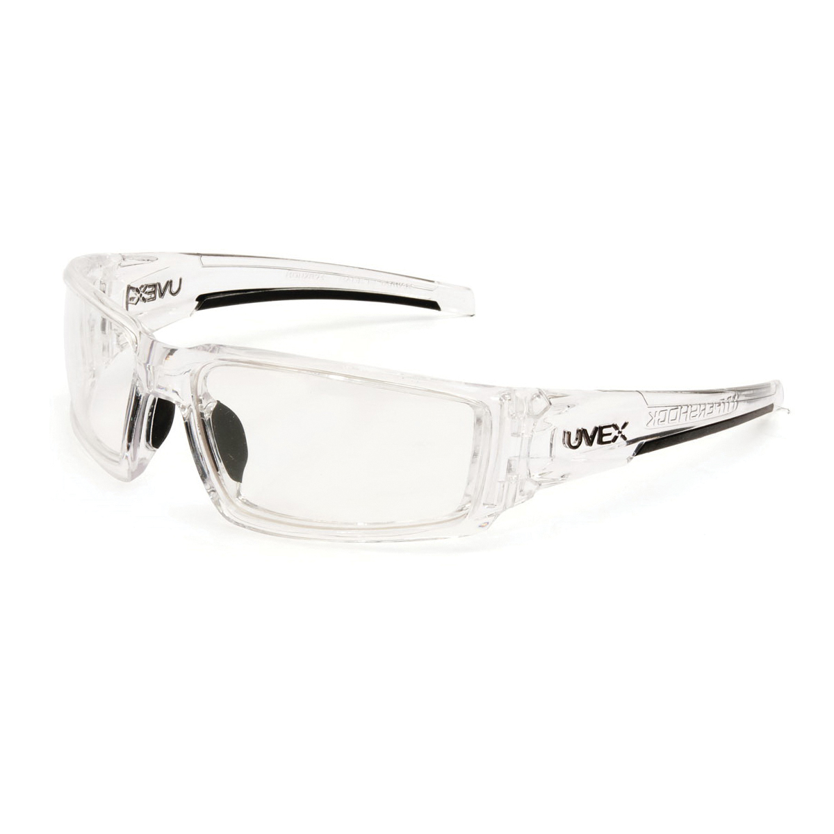 Safety Eyewear, General Purpose Sunwear Style, Series: Hypershock™, Universal Size, HydroShield™ Anti-Fog Lens Coating, Full-Frame, Clear Ice Frame, Polycarbonate Frame, Yes % UV Protection, Cushioned Temple, Specifications Met: ANSI Z87.1-2010