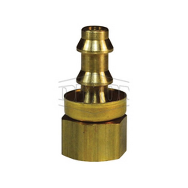 Hose Barb Fitting, Fitting/Connector Type: Adapter, 7/16-24 x 1/4 Inch Nominal, Female SAE Inverted Flare Rigid x Push-On Hose Barb End Style, 1/2 Inch Hex, 1.16 Inch Length, 2 Barb, 0.77 Inch Barb Length, 350 psi Pressure, -40 to 212 °F, Brass