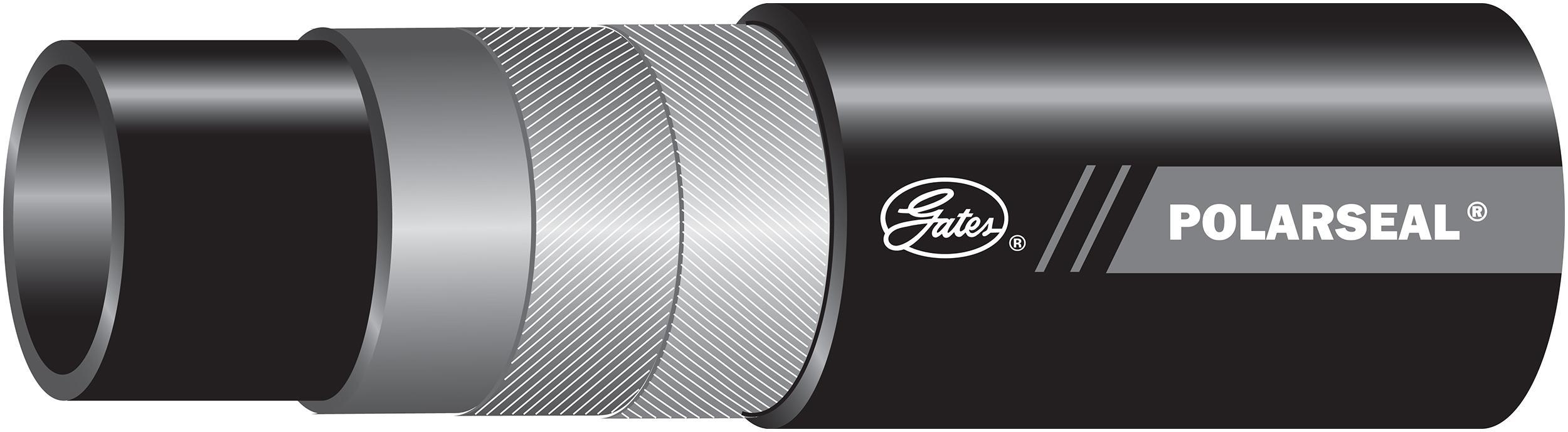 Hydraulic Hose, Series: PolarSeal™, 0.5 in ID, 1 in OD, 210 ft. Length, 500 psi Working, -22 to 257 °F, Polychloroprene, Black, Domestic