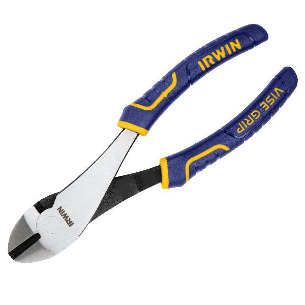 Diagonal Cutter Plier, Oval Jaw, 13/16 in L x 1-5/32 in W x 1/2 in THK Jaw, Nickel Chromium Steel Jaw, Flush Cut Style, 7 in Overall Length, Grip Handle, Blue/Yellow, Applicable Materials: Wire