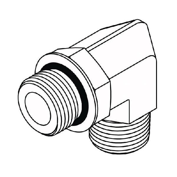 Elbow, Series: 6806, 9/16-18 x 1/2-14 Nominal, Male O-Ring x MNPT End Style, 90 deg Angle, Steel, Trivalent Chromate Plated, Silver