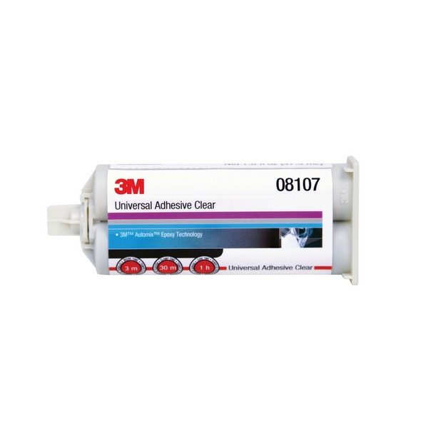 Universal Adhesive, 2-Part, Syringe Container, 50 mL Container, Epoxy Base, Composition: Part A: Mercaptan Amine Blend/Part B: 4,4'-Isopropylidenediphenol-Epichlorohydrin Polymer, 3 min Work Life, 60 min Curing, Part A: Slight Yellow/Part B: Cle
