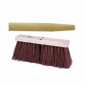 Push Broom Kit, Tapered Tip, 16 in Overall Length, 6-1/4 in Trim Length, Bass/Palmyra Blend Bristle, Reddish Brown Bristle, Hardwood Block, 16 in Block, 1-1/8 in Diameter x 60 in L Handle, Hardwood Handle