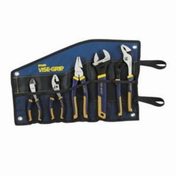 Plier Set, 5-Piece Traditional, Diagonal/Groove Joint/Linesman/Long Nose/Slip Joint Pliers, 2 in Maximum Jaw Opening, 5 Piece, Specifications Met: ANSI Specified/ASTM Specified, Steel, Blue/Yellow