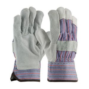 Leather Gloves, General Purpose, XL, Split Cowhide Leather Palm, Cowhide Leather, Black/Blue/Gray/Red, Gunn-Cut/Wing Thumb, Cotton, Rubberized Safety Cuff, Bright, Elastic/Knuckle Strap Closure, 11 in Length, Resists: Abrasion, Cut, Water