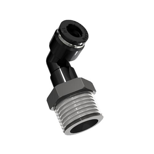 Male Swivel Elbow, Fitting, 1/4 in x 3/8 Nominal, Tube x MNPT End Style, 90° Angle, 11/16 in Hex, 14.7 to 150 psi Pressure, 32 to 140 °F, Plastic