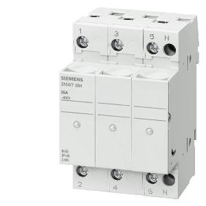 Cylindrical Fuse Holder, SZ NH0 Sealable, 690 VAC, 32 A, 3+N Pole, 20 to 10 AWG Wire, Surface Mount, 38 mm Fuse Length, 10 mm Fuse Dia, -5 to 40 °C With: Cylindrical Fuse System, Ceramic/Plastic, 81 mm H x 54 mm W x 64 mm D