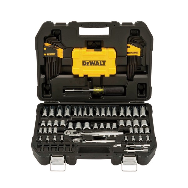 Mechanic's Socket Tool Set, 1/4 in, 3/8 in Drive, 6-Point, 108 Piece, Case Tool Storage Type, Yes Tool Storage Included, Polished Chrome