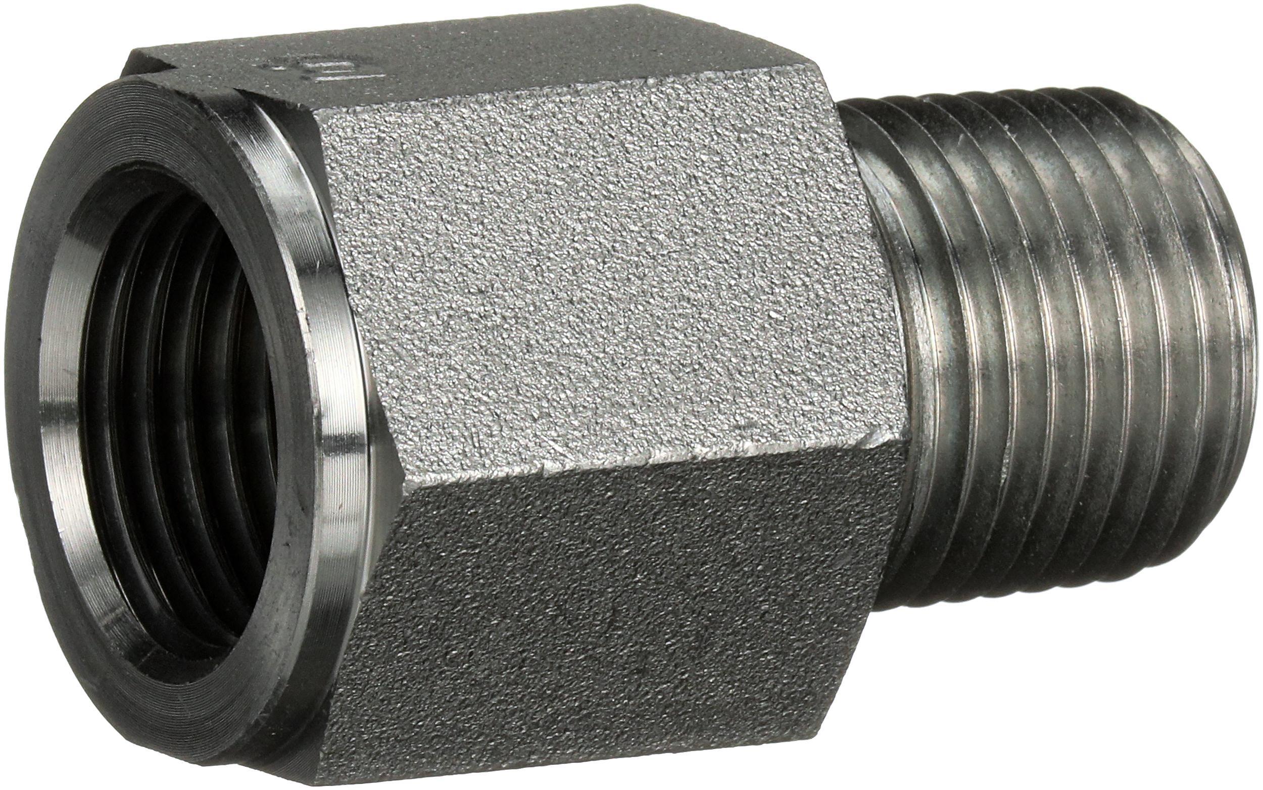 Hydraulic Adapter, Straight, Series: G62, 1/8-28 x 1/4-18 Nominal, Female Pipe Parallel x Male Pipe NPTF End Style, 6000 psi Pressure, Steel, Import