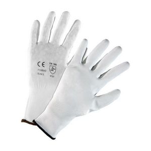 General Purpose Gloves, Unisex, Series: 713SUC, Coated/Work Glove, L Size, Polyurethane Palm, Nylon, White, Full Finger Style, Ribbed Knit Wrist Cuff, Polyurethane Coating, Palm and Fingers Coating Coverage, 9-1/2 in Length
