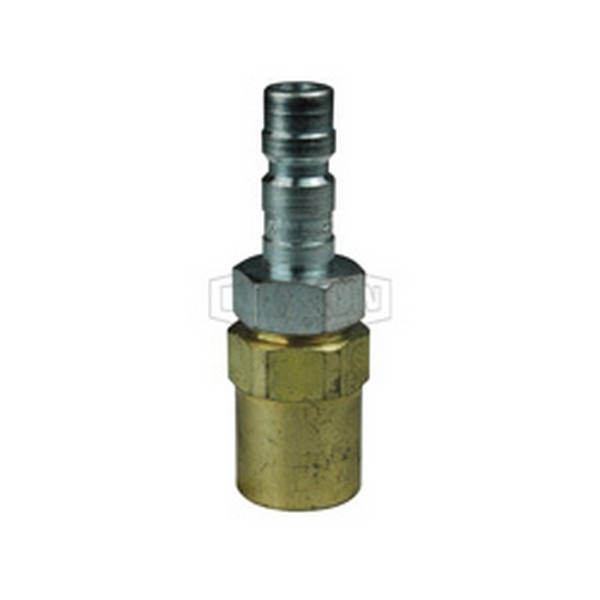 Quick Disconnect Pneumatic Reusable Plug, High Pressure, Series: A Series, 1/4 Inch Nominal, Quick Disconnect Plug x Hose Barb End Style, 9/16 Inch Hex, 1.97 Inch Length, 1000 psi Pressure, 70 °F, Steel, 0.68 Inch Outside Diameter