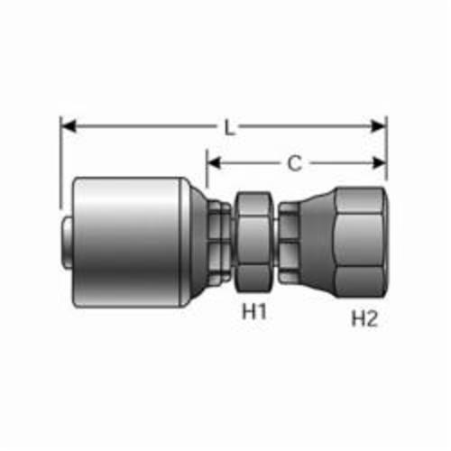 Hydraulic Coupling, Straight, Series: G25, 1/2 in x 3/4-20 Nominal, Hose x Female Air Brake Swivel, 13/16 in Stem, 7/8 in Nut Hex, 2.74 in Length, Domestic