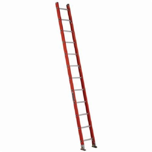 Extension Ladder, Extra Heavy Duty Professional Shelf Single, Series: FE3100, 12 ft Overall Length, ANSI Code: Type IA, 300 lb Load, Fiberglass, 14 ft 8 in Maximum Working Length, 12 ft Section Length, 12 in Adjustable Increments, 17-1/16 in Outside Shoe Base Width, Mar-Resistant Rail, Swivel Safety Shoe
