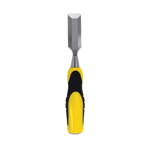Wood Chisel, Bi-Material Short Blade, Beveled, 3/4 in Tip, Carbon Steel Tip, 3/4 in Blade Width, 9-1/4 in Overall Length, Ergonomic, Polypropylene Handle, No Handguard, Yes Corrosion-Resistant, Carbon Steel, Polished Chrome/Lacquered