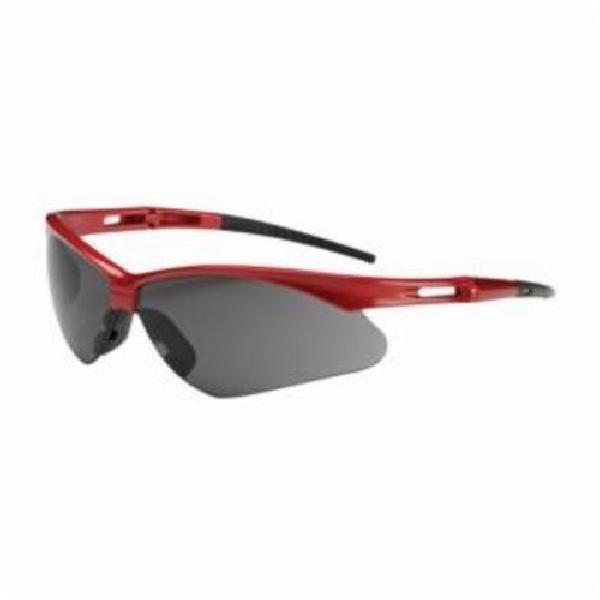 Safety Glasses, Dual, Series: Anser™ 250-AN, Unisex, Universal, Anti-Scratch Lens Coating, Gray Lens, Semi-Rimless Frame, Red Frame, Polycarbonate Frame, Polycarbonate Lens, 99.99% UV Protection, Bayonet Temple