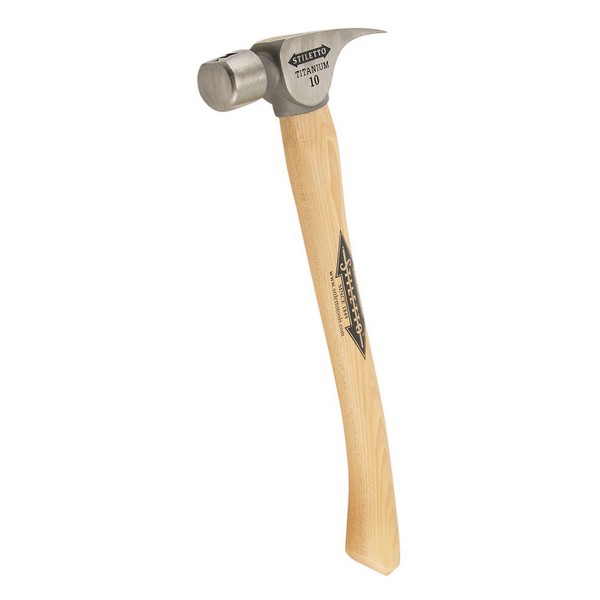 Finishing Hammer, Heavy Duty, 14-1/2 in Overall Length, Smooth Face Surface, 10 oz Head, Titanium Head, Curved, Hickory Wood Handle, Ergonomic/Comfort Grip, Straight Claw Style