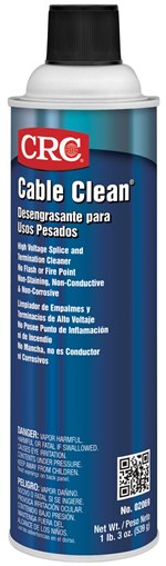 Splice Cleaner, High Voltage Non-Flammable, Series: Cable Clean®, 20 oz., Aerosol Can, 19 Oz Net Weight, Liquid, Faint Ethereal, Slight Ethereal Concentration, Clear, 81.7% VOC, 1.28 Specific Gravity, Composition: Cozol® 103, Decafluoropentane, Carbo
