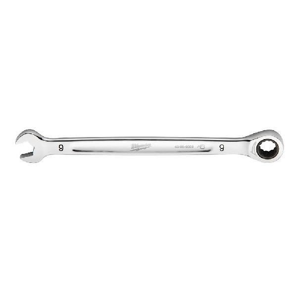 Combination Wrench, Ratcheting Standard Length, Measurement System: Metric, Open End Wrench, 9 mm Wrench Opening, 12 Points, 155.956 mm Overall Length, Ergonomic Handle, Steel